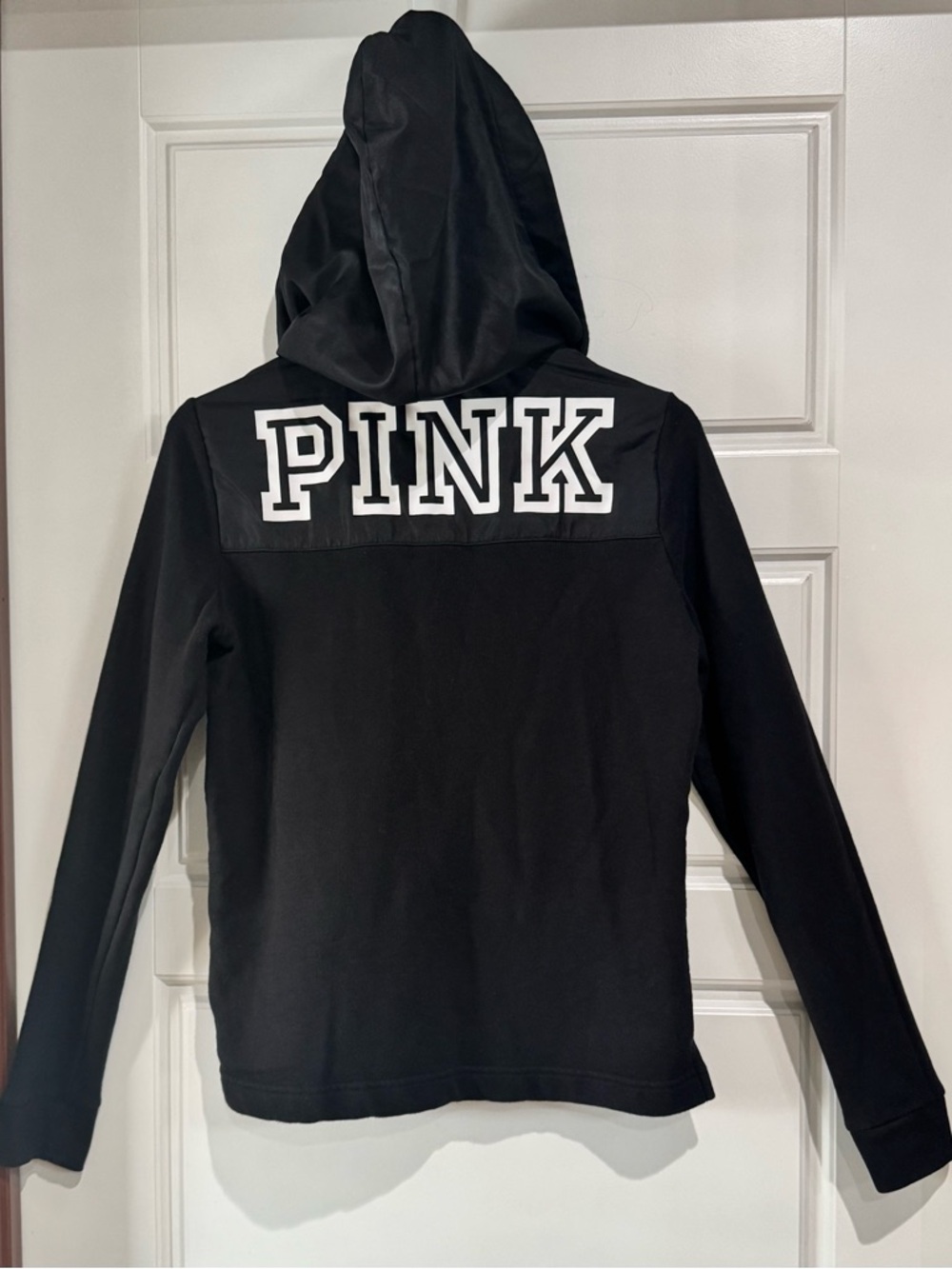 Victoria's Secret PINK Black Half-Zip Hooded Pullover - Picture 4 of 8